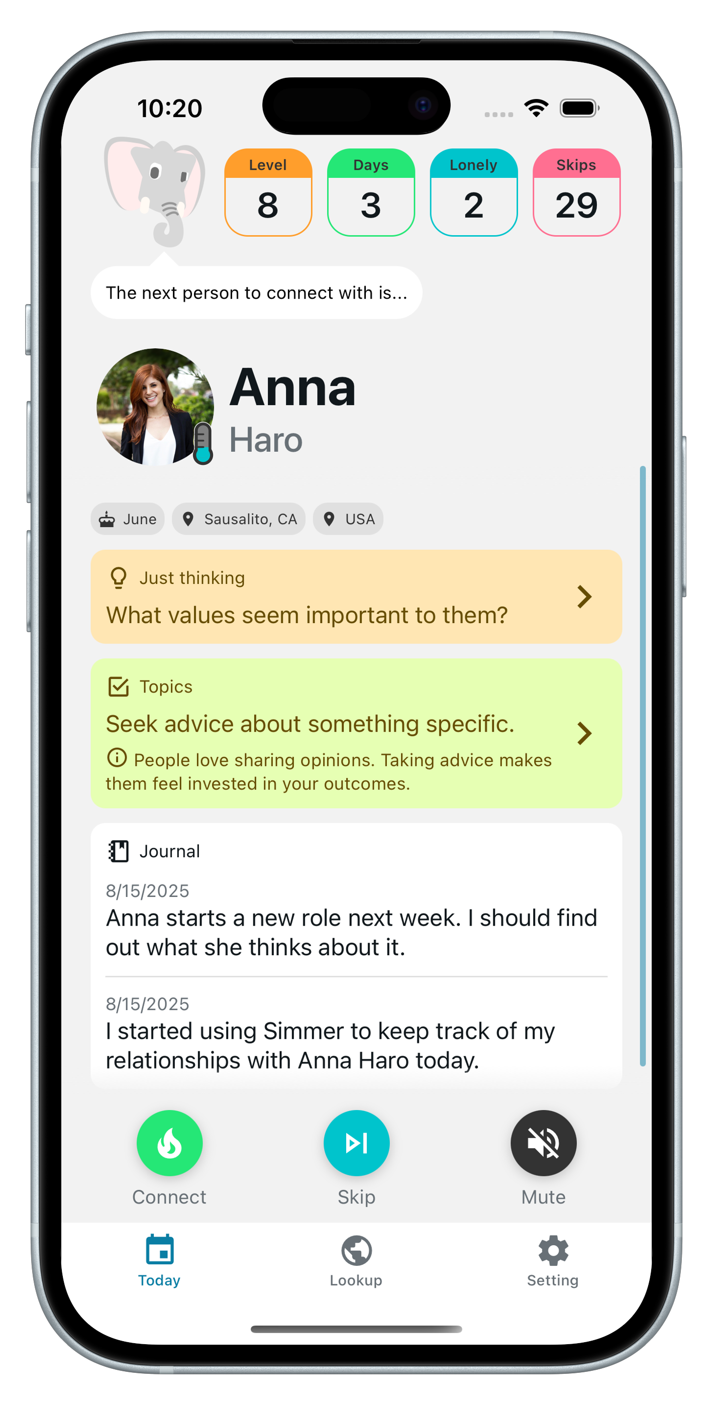 Simmer Social App Screenshot
